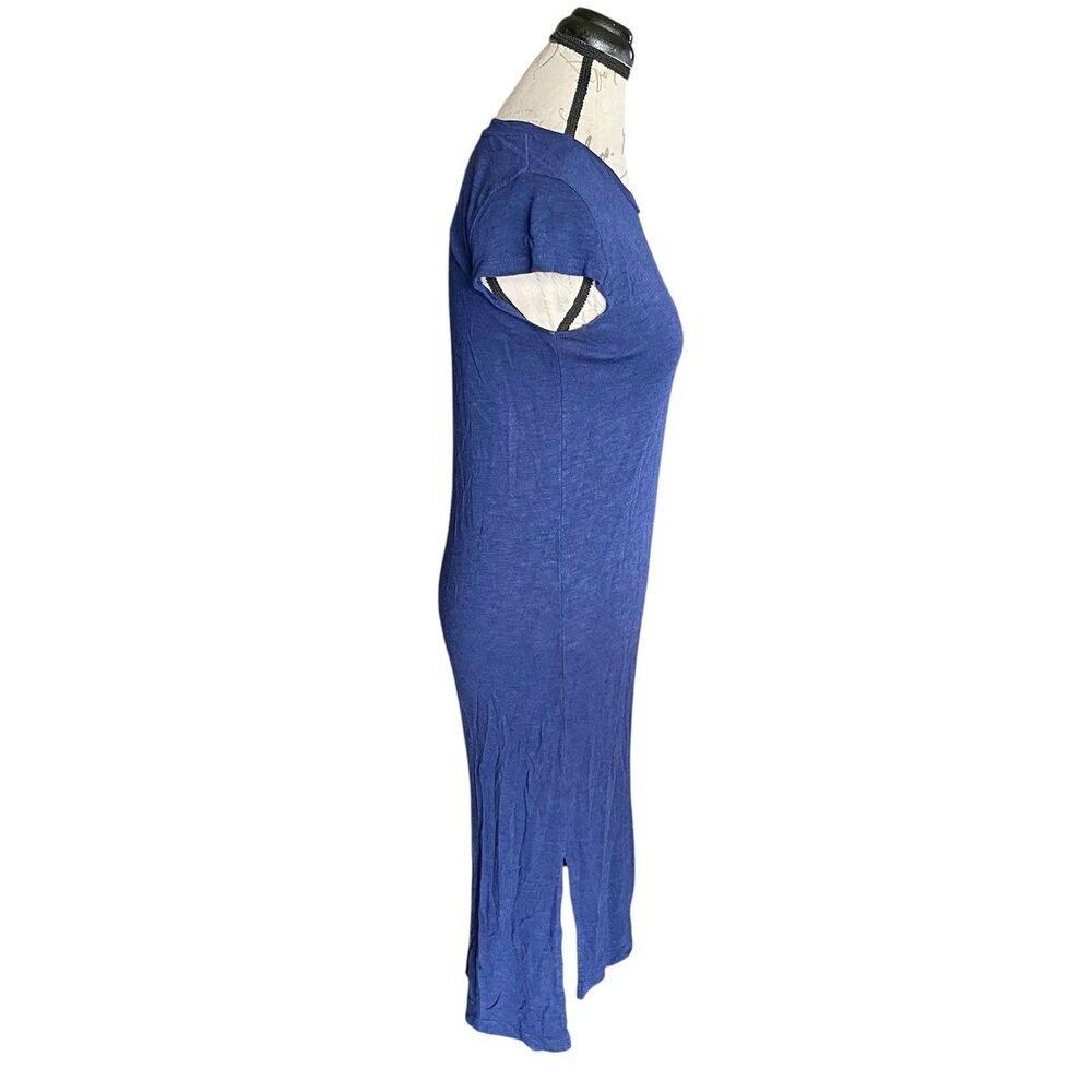 Jessica Simpson Dress Midi Small Short Sleeve Slit Blue Minimalist Coastal Boho - Picture 4 of 10
